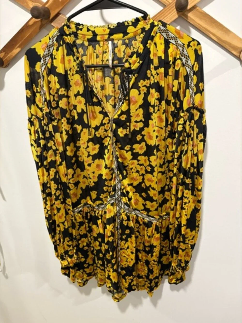 Free People Love Letter Floral Tunic Top or Mini Dress Size Small – Boho Chic - Picture 9 of 11